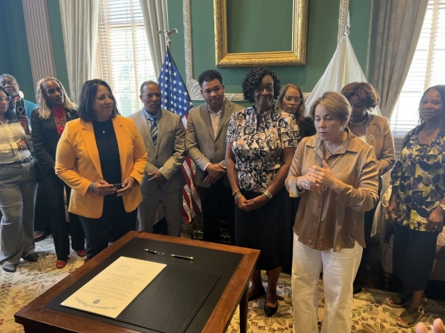 Governor Maura Healey, Lieutenant Governor Kim Driscoll with other Caribbean Leaders